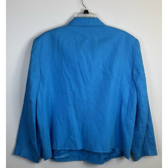 TALBOTS Blue 100% Linen Blazer Women 20W Long Sleeve Lined Pockets Jacket Career - Picture 4 of 13